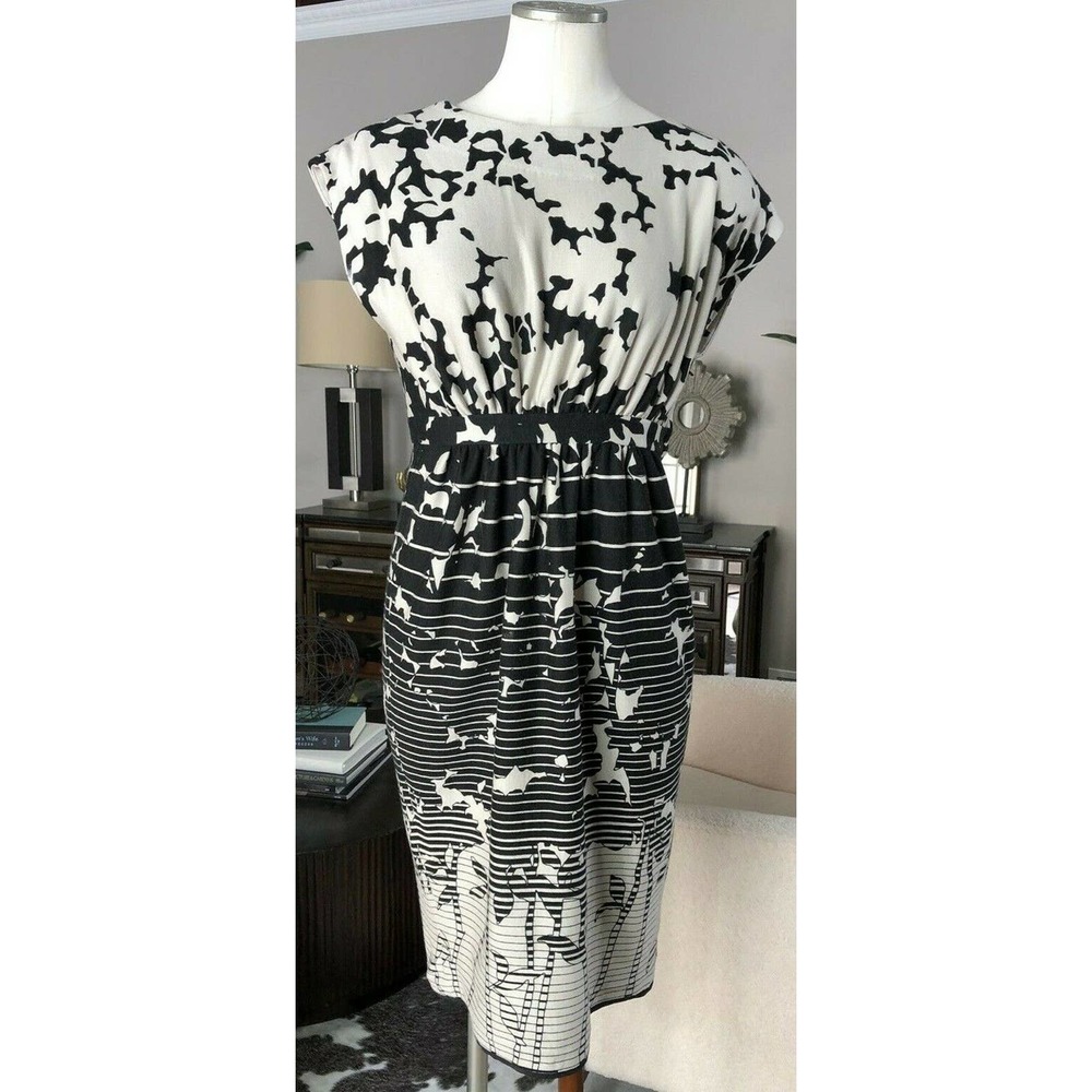Tibi Printed Cap Sleeve Knee Length Sheath Dress